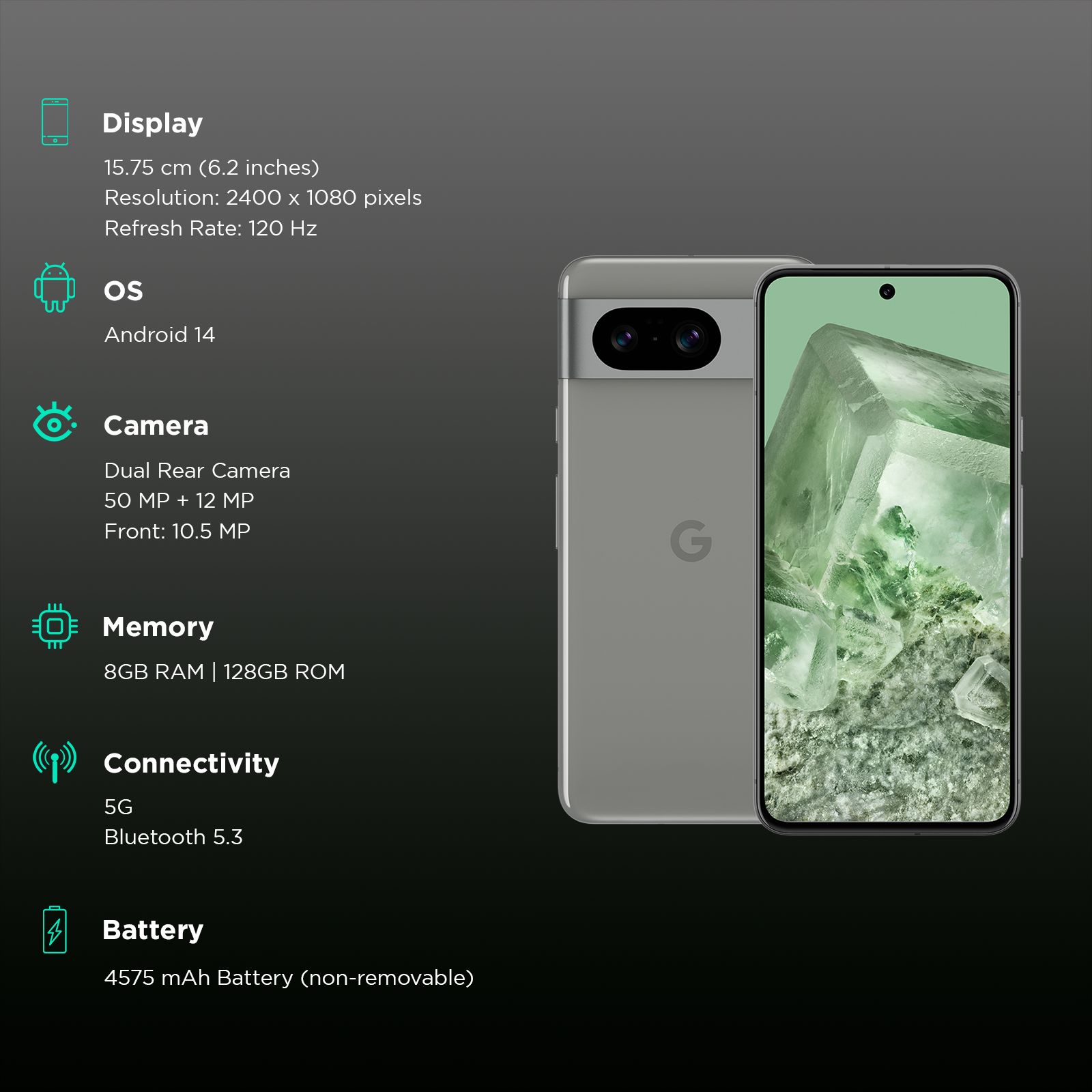 Buy Google Pixel 8 5G (8GB RAM, 128GB, Hazel) Online - Croma